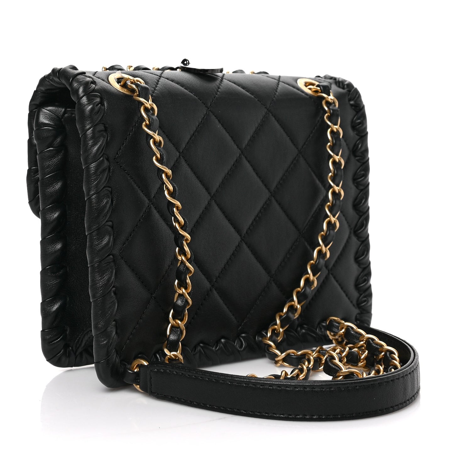 Calfskin Braided Mini My Own Frame Flap Black