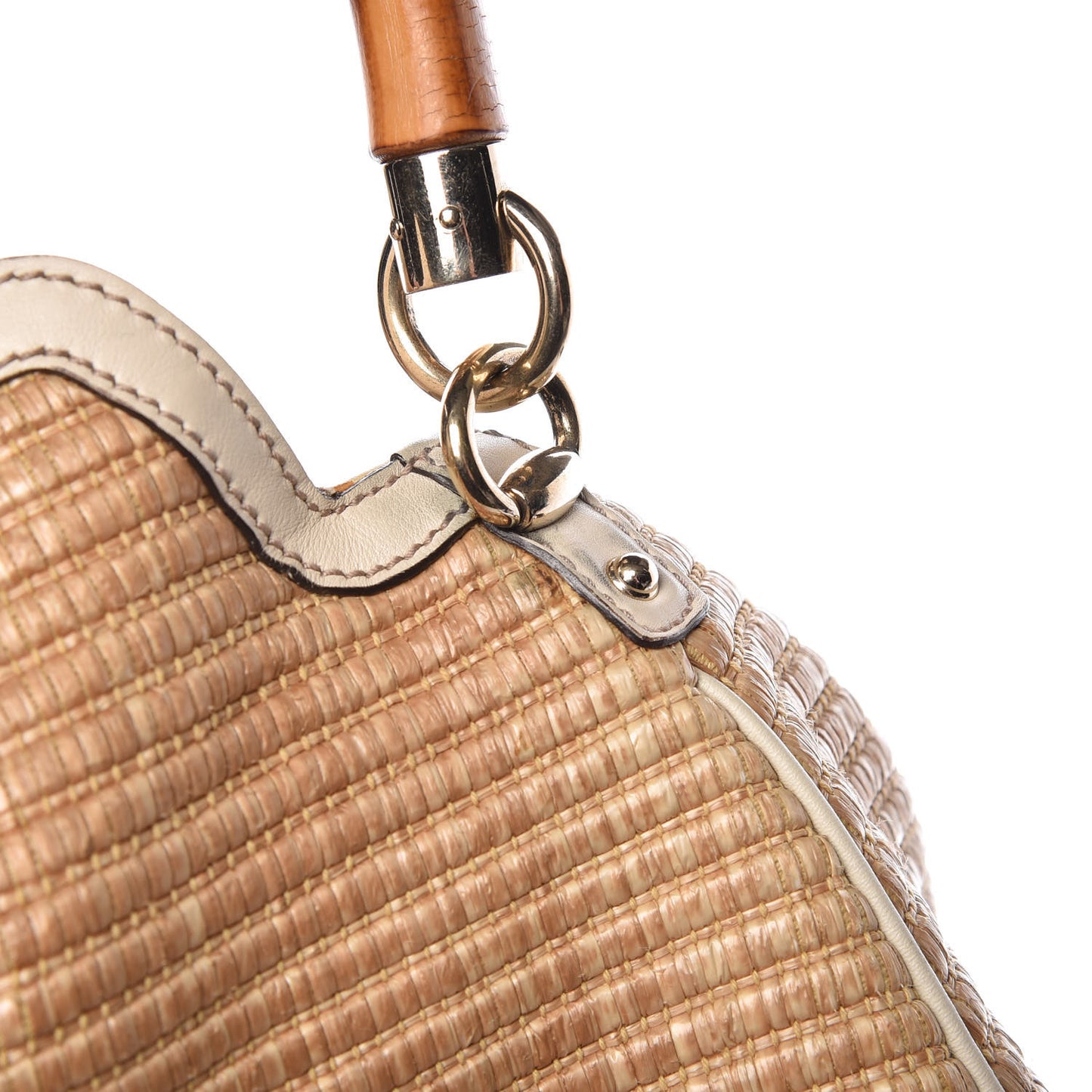 Straw Peggy Bamboo Handle Hobo