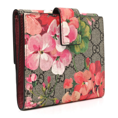 Gucci GG Supreme Monogram Blooms French Flap Wallet Beige Multicolor Dry Rose 3 of 8