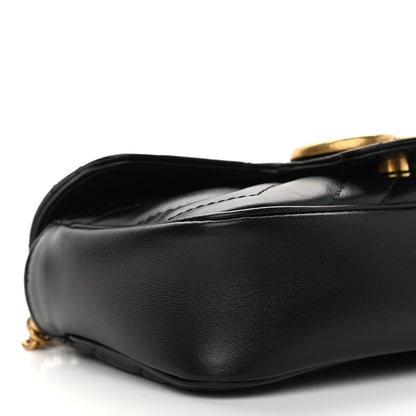 Gucci Calfskin Matelasse Super Mini GG Marmont Shoulder Bag Black 9 of 12