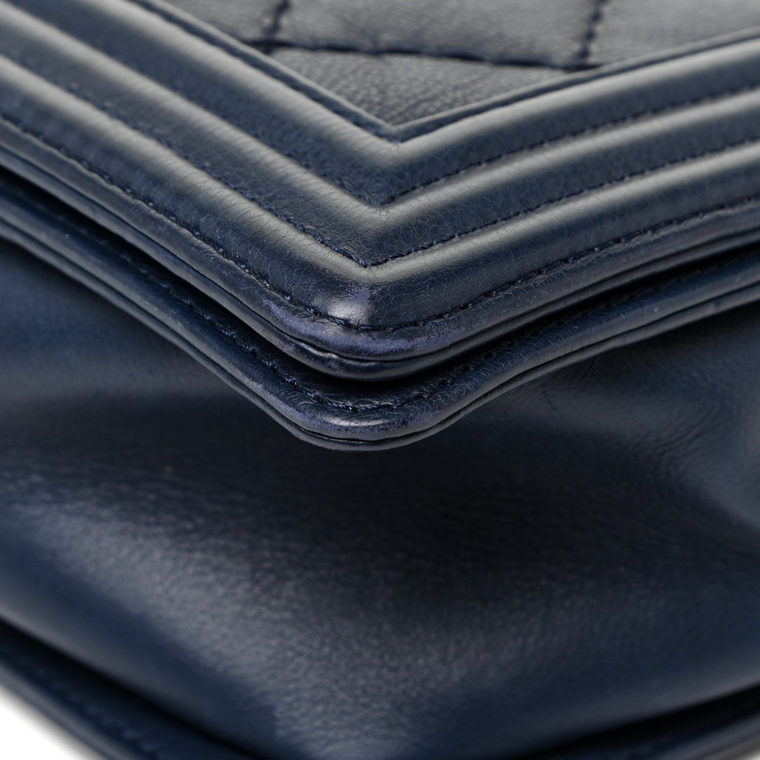 Chanel Calfskin Double Stitch Large Boy Flap Navy Blue 11 of 19