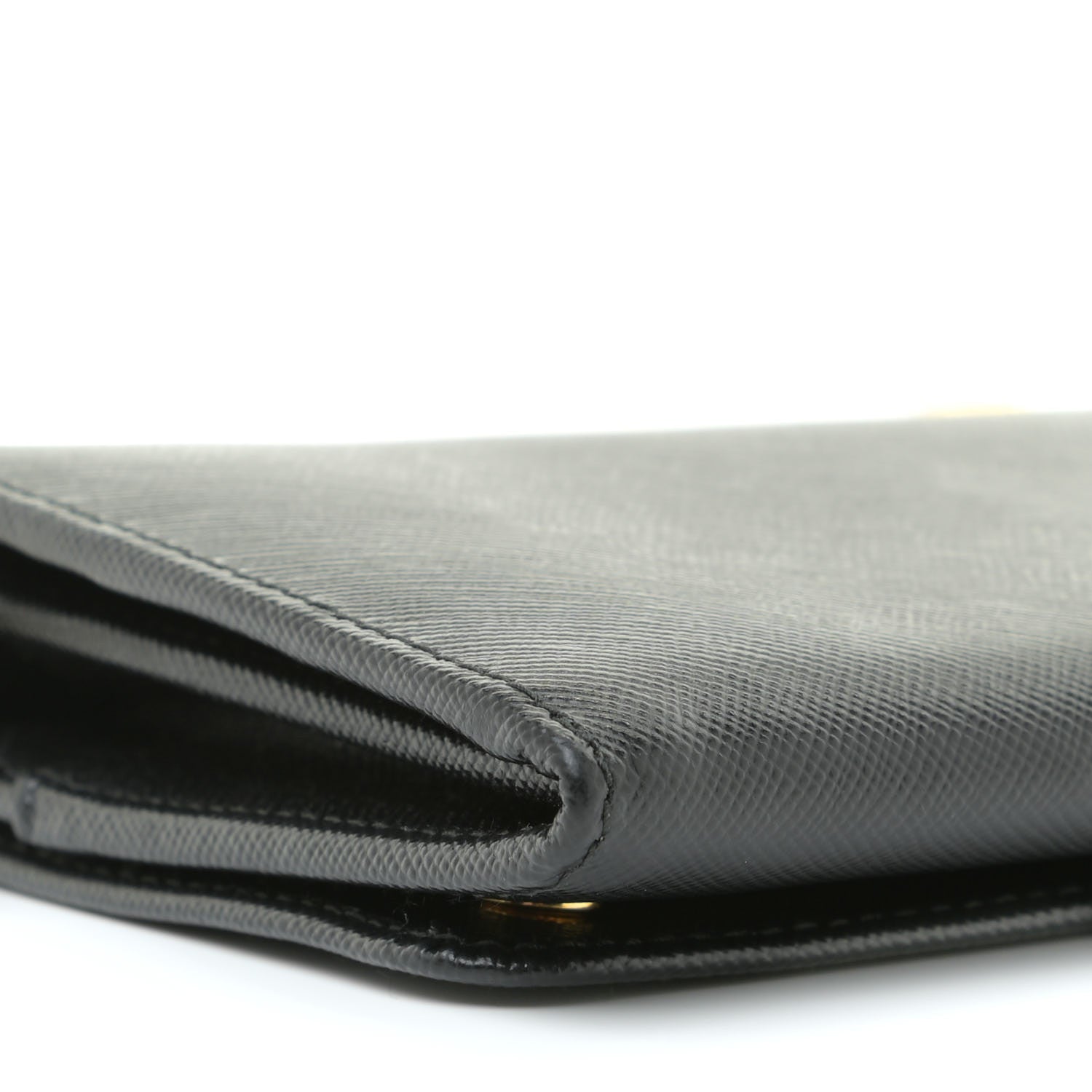 Prada Saffiano Metal Oro Chain Wallet Black 5 of 10