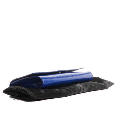 Saint Laurent Textured Patent Belle De Jour Clutch Large Royal Blue 4 of 13