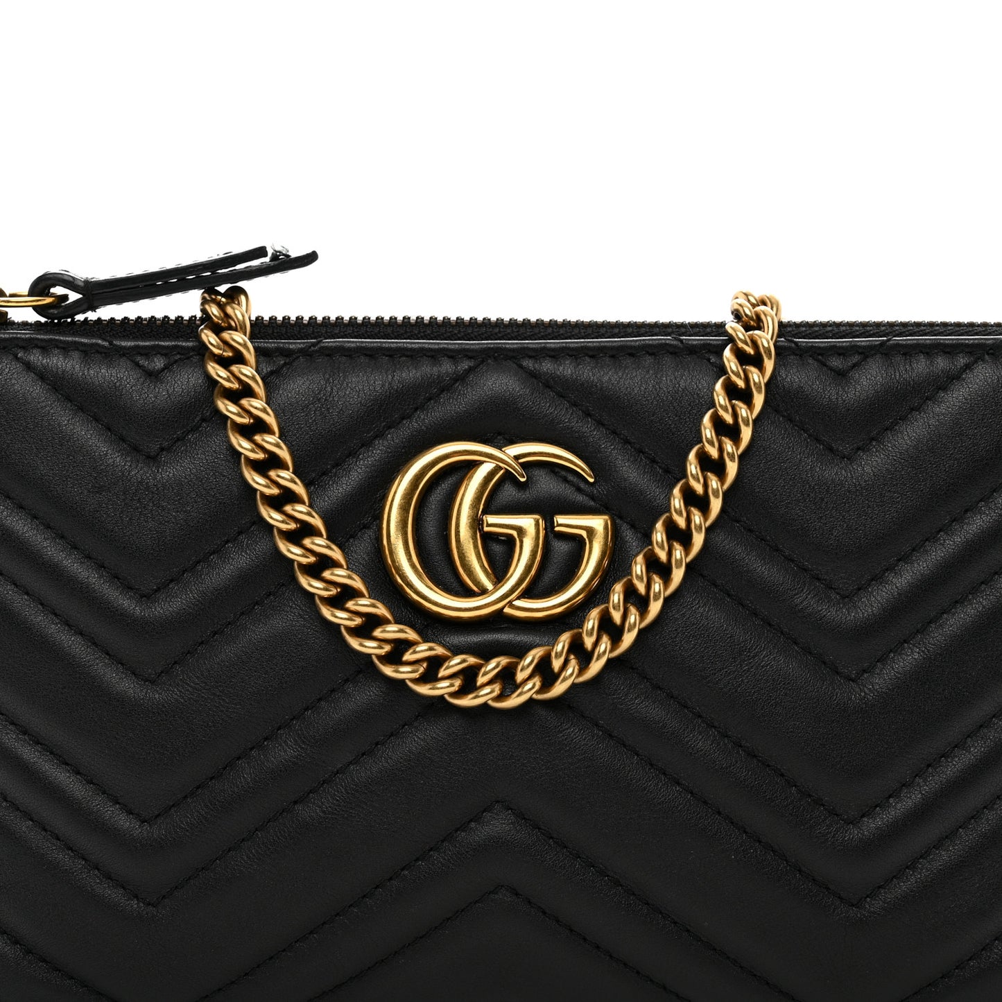 Calfskin Matelasse Mini GG Marmont Chain Bag Black