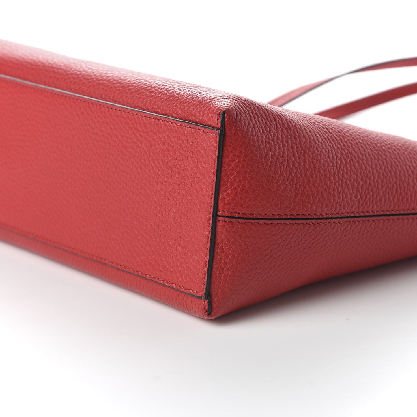 Grained Calfskin Small Rockstud Shoulder Tote Rouge Pur