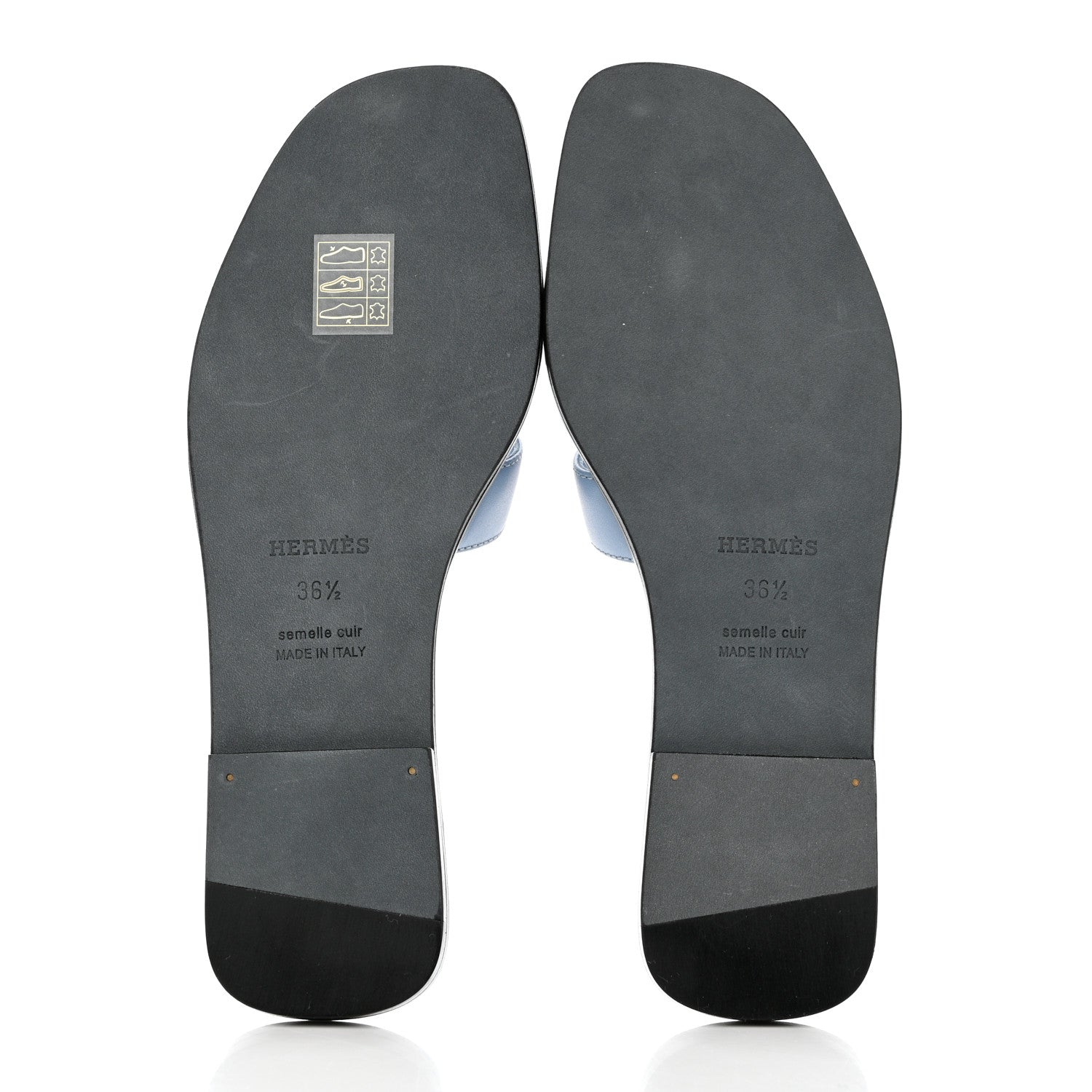 Hermes Box Calfskin Oran Sandals 36.5 Light Bleu 5 of 10