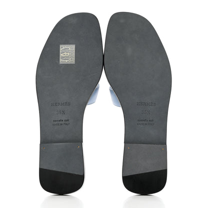 Hermes Box Calfskin Oran Sandals 36.5 Light Bleu 5 of 10