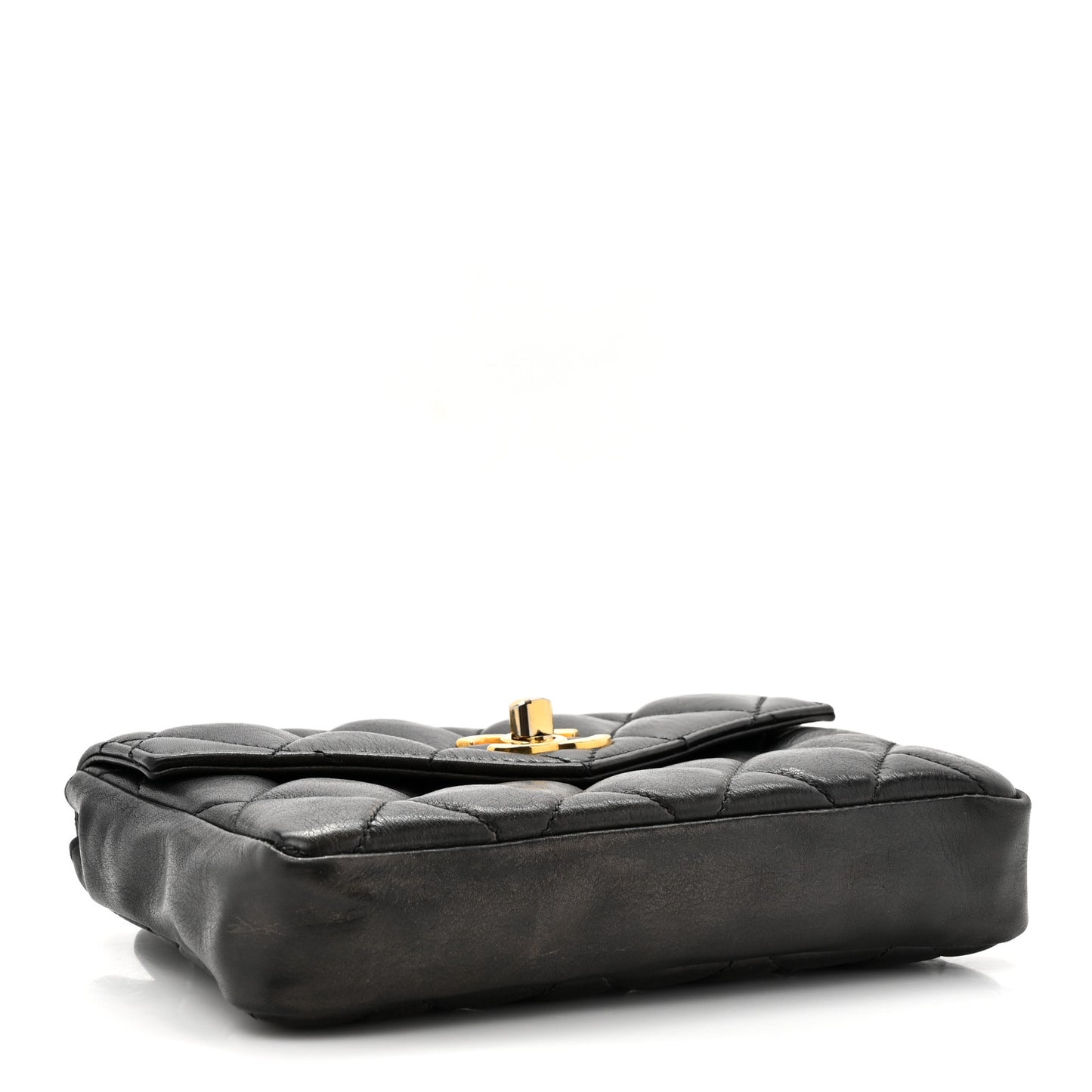 Lambskin Quilted Flap Waist Belt Bag 70 28 Black