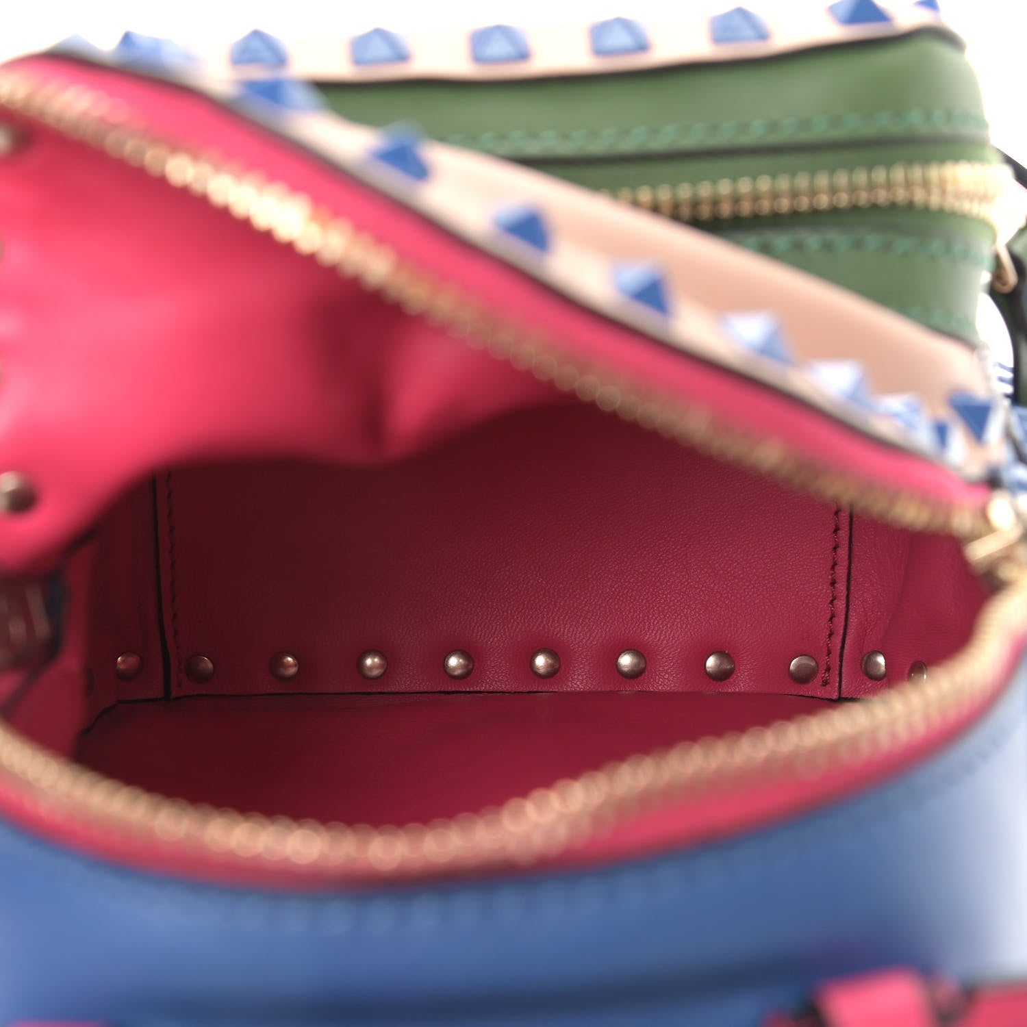 Valentino Garavani Calfskin Colorblock Mini Rockstud Backpack Skin Sorbet Indaco Green Deep Fuxia 4 of 8