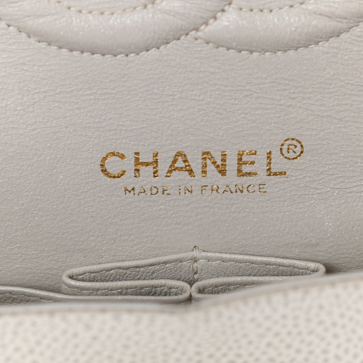Caviar Quilted Medium Double Flap Light Beige
