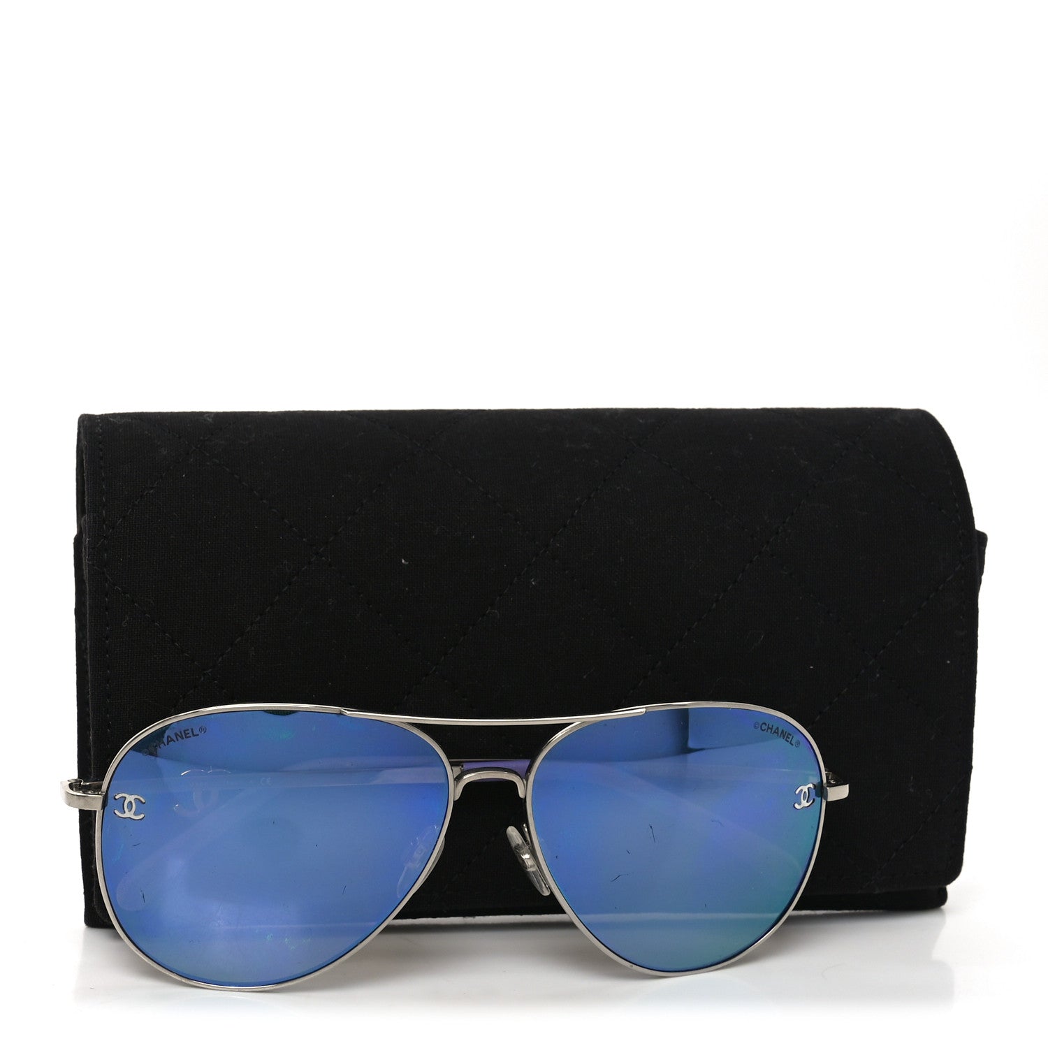 Chanel Metal Pilot Aviator CC Sunglasses 4189-T-Q Silver 7 of 8
