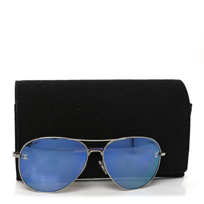 Chanel Metal Pilot Aviator CC Sunglasses 4189-T-Q Silver 7 of 8