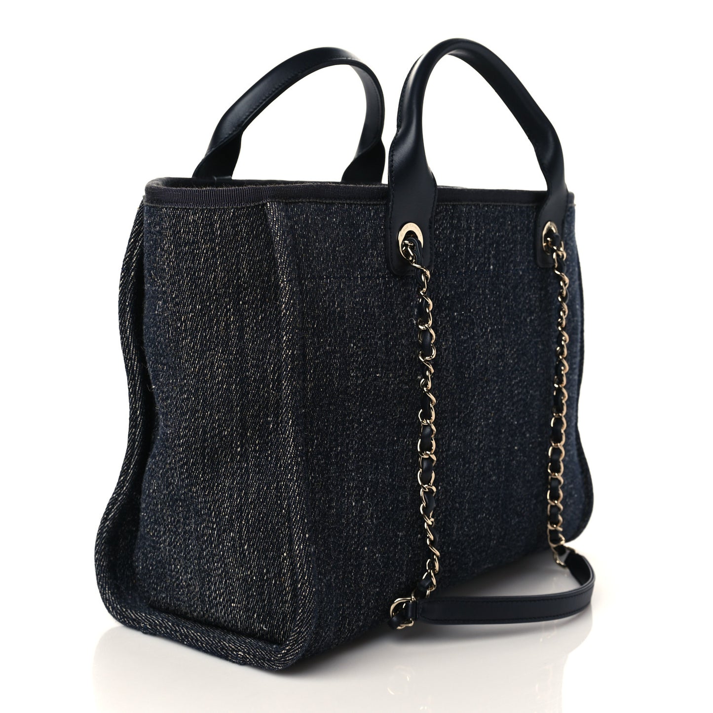 Denim Small Deauville Tote Dark Blue White