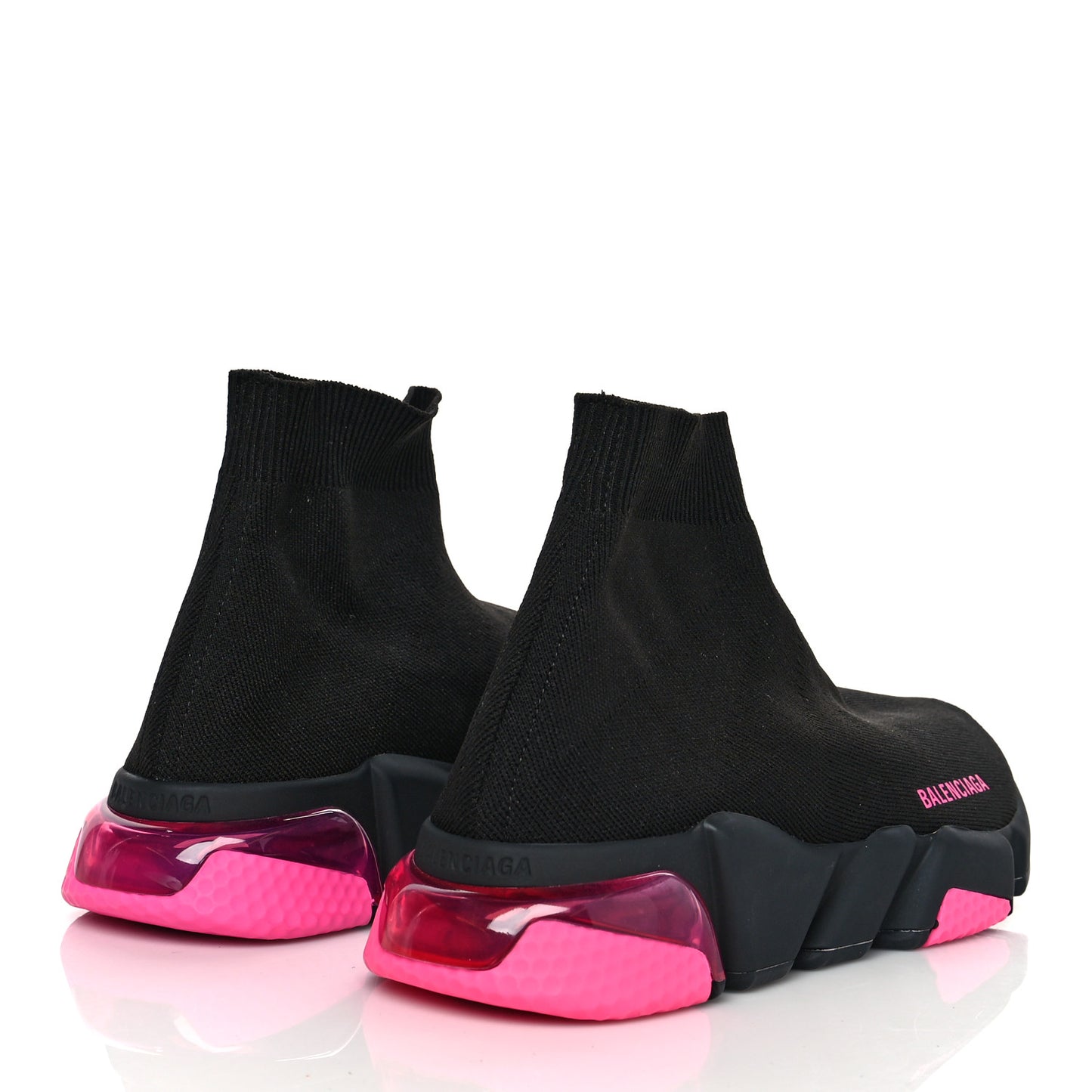 Neoprene Knit Womens Speed Clear Sole Sneakers 38 Black Pink Fluo