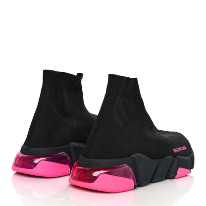 Balenciaga Neoprene Knit Womens Speed Clear Sole Sneakers 38 Black Pink Fluo 4 of 7