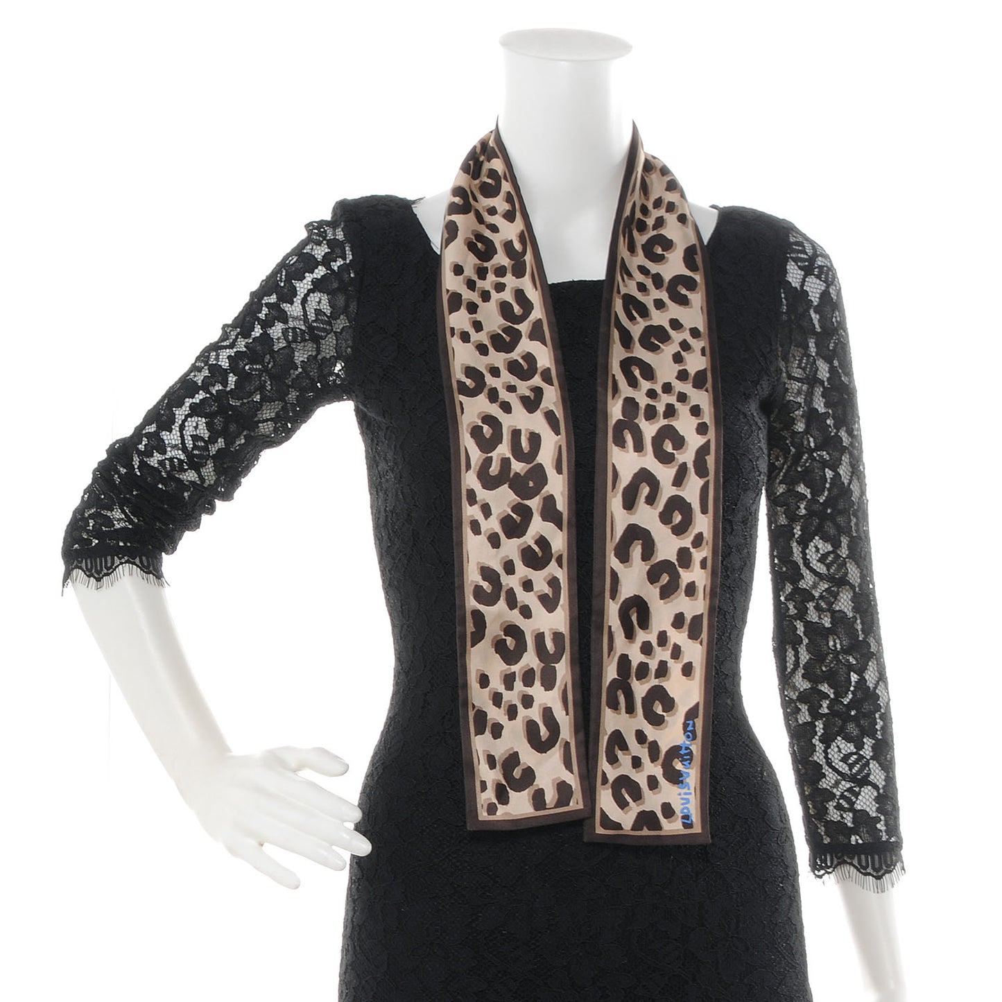 Silk Leopard Bandeau Scarf Marron