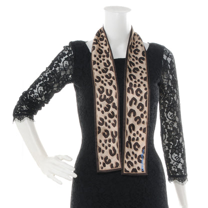 Louis Vuitton Silk Leopard Bandeau Scarf Marron 2 of 5