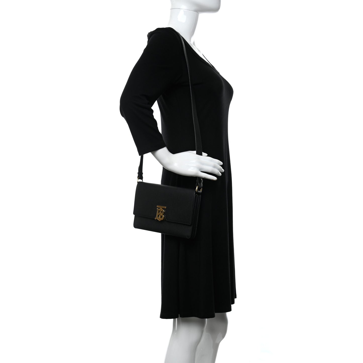 Grained Calfskin Small TB Bag Black