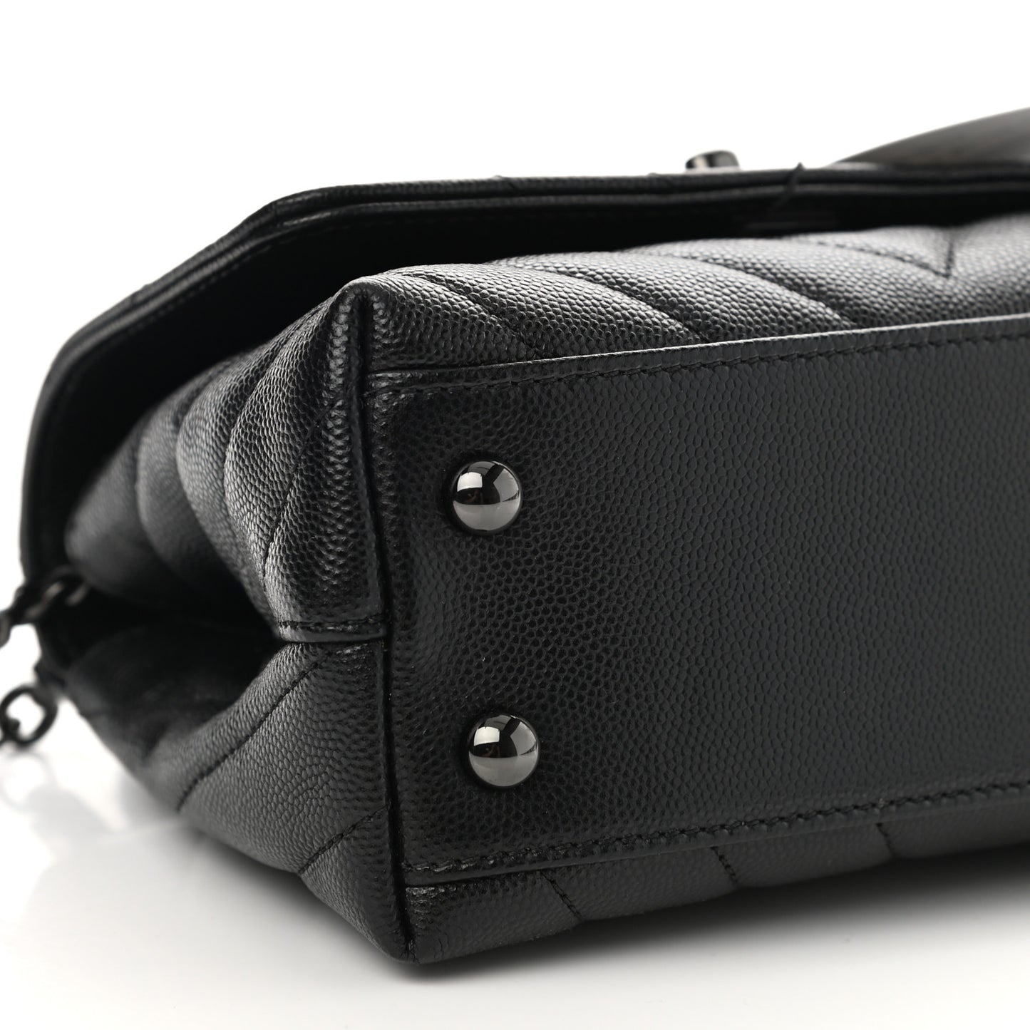 Caviar Chevron Quilted Extra Mini Coco Handle Flap So Black