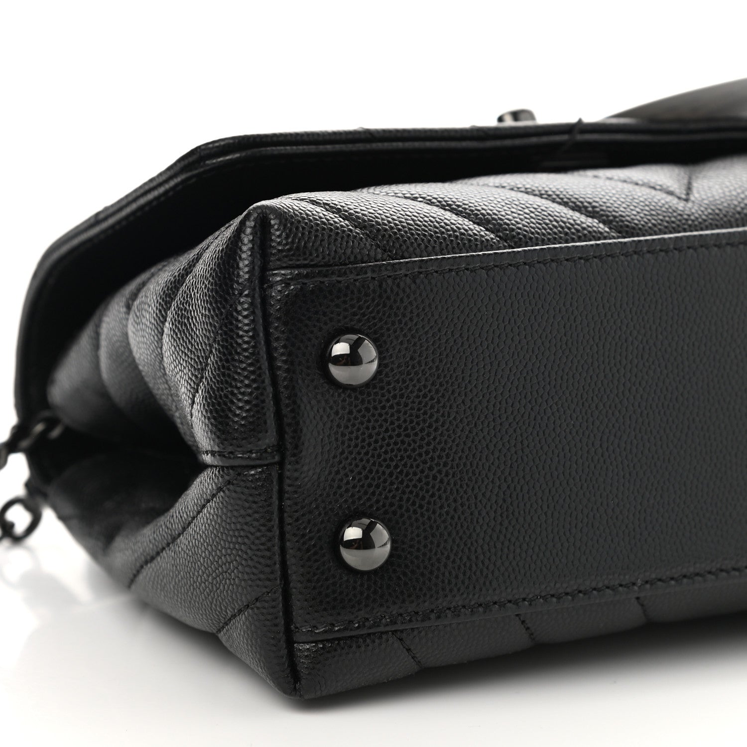 Chanel Caviar Chevron Quilted Extra Mini Coco Handle Flap So Black 9 of 10