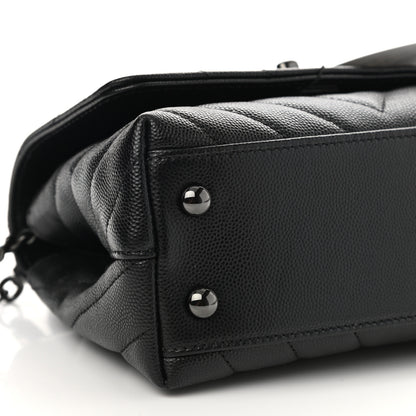 Chanel Caviar Chevron Quilted Extra Mini Coco Handle Flap So Black 9 of 10