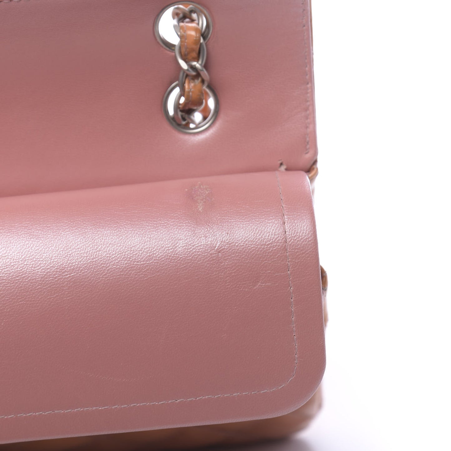 Patent Quilted Medium Double Flap Orange