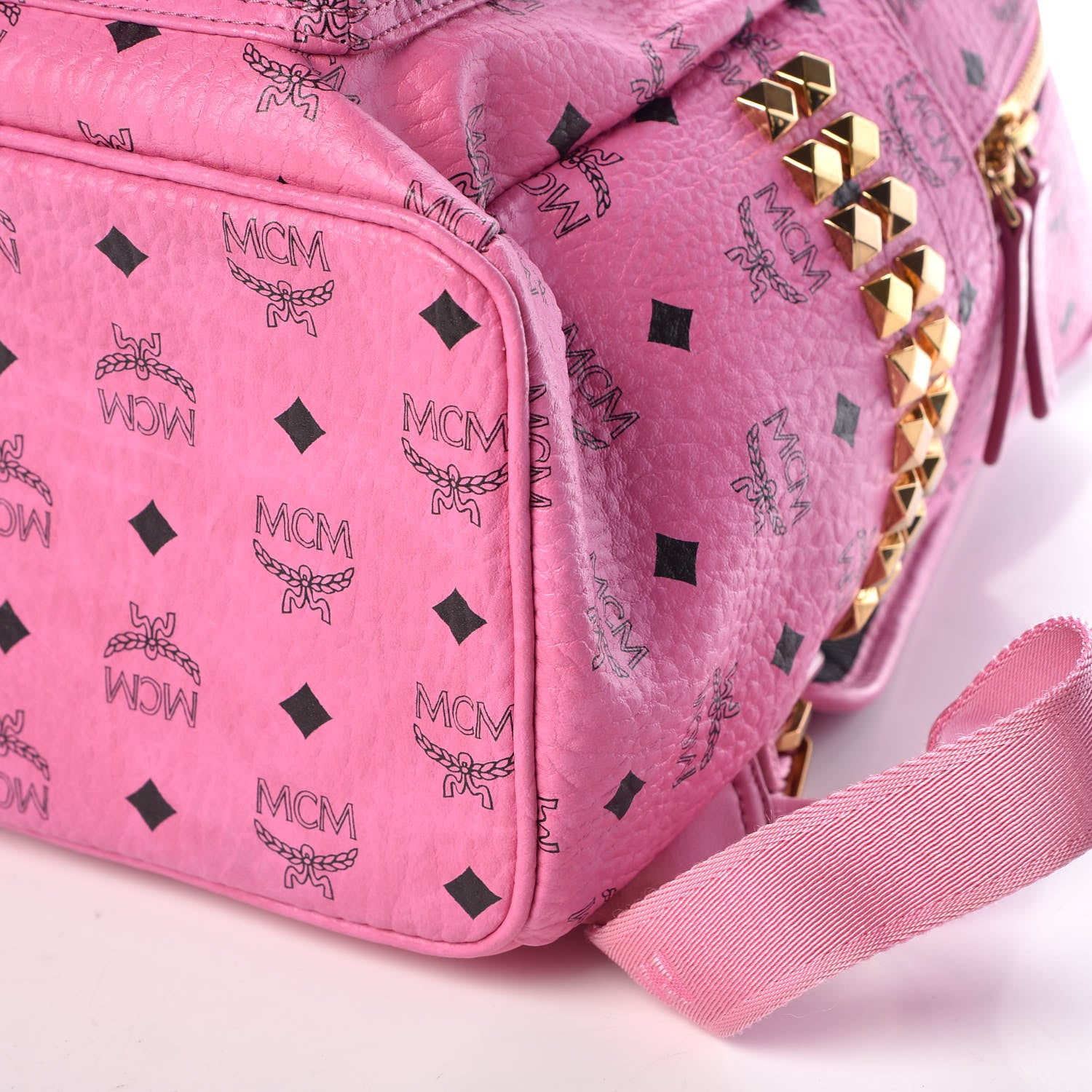 MCM Visetos Medium Side Studs Stark Backpack Pink 6 of 10