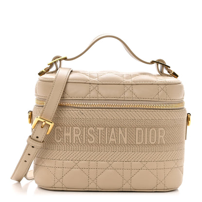 Christian Dior Lambskin Cannage Small Diortravel Vanity Case Light Beige 1 of 13