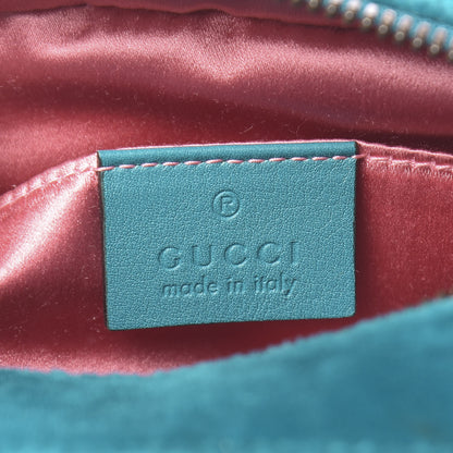 Gucci Velvet Matelasse Small GG Marmont Chain Shoulder Bag Pavone Cyan 7 of 16