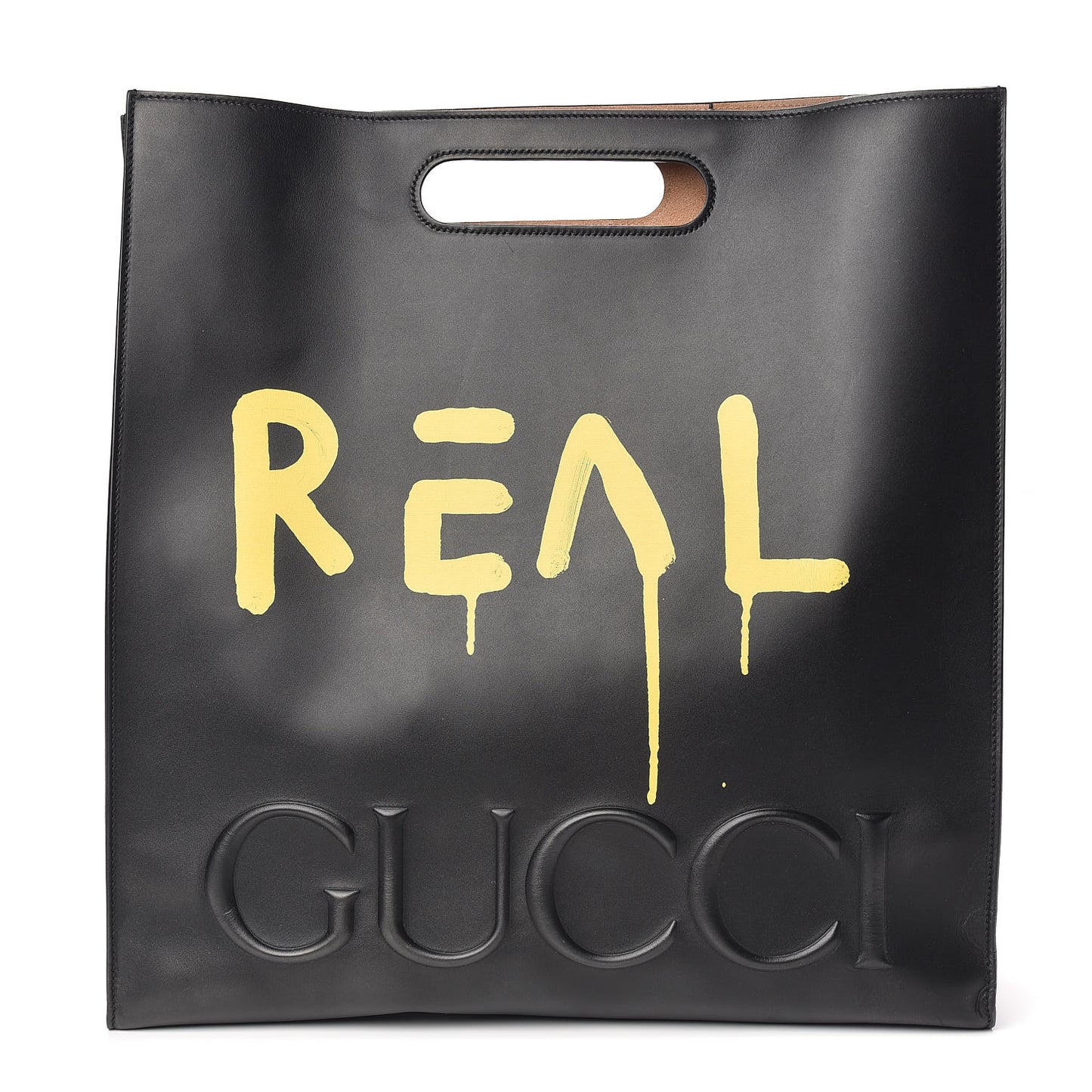 Calfskin GucciGhost Real Large XL Tote Black Yellow