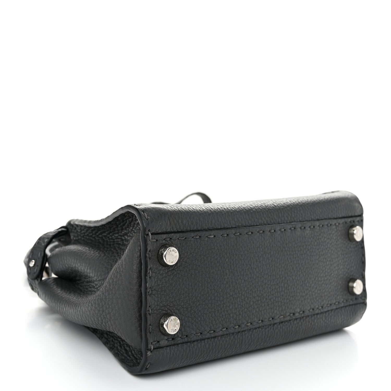 Fendi Cuoio Romano Selleria Bi-Color Mini Peekaboo Iconic Satchel Asfalto Latte 4 of 10