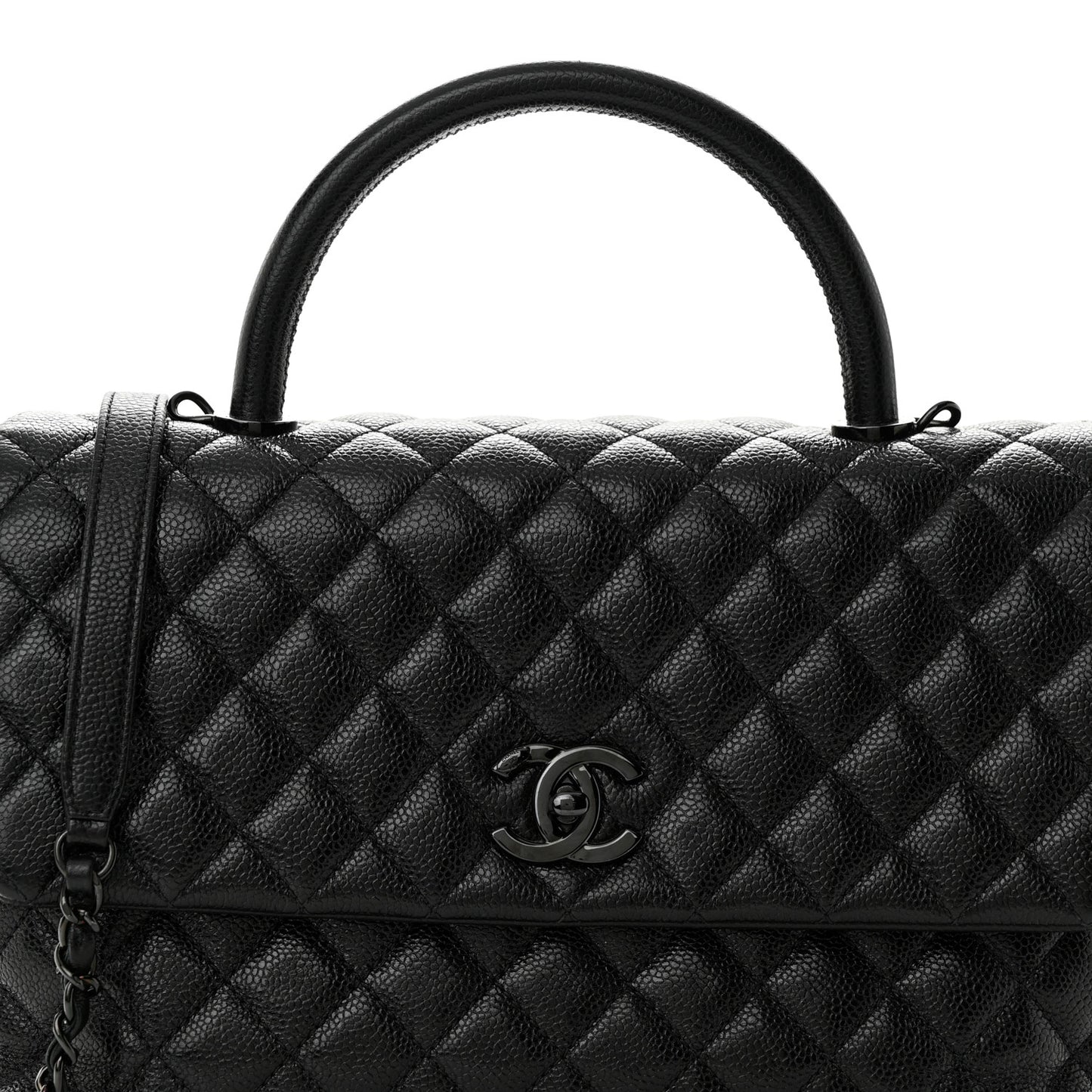Caviar Quilted Medium Coco Handle Flap So Black