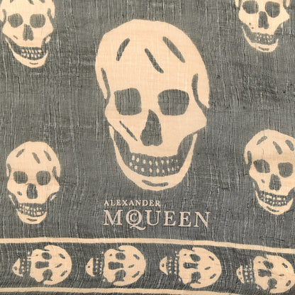 Alexander McQueen Silk Chiffon Skull Scarf Black Blush 2 of 3