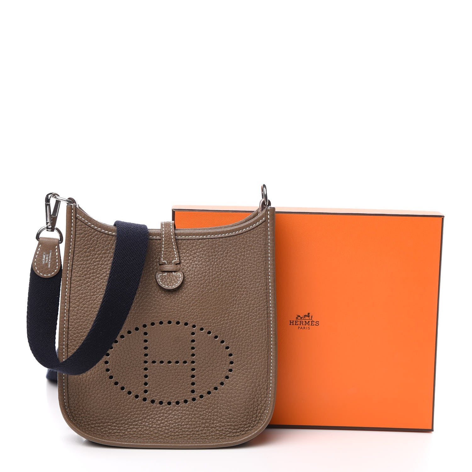 Hermes Taurillon Clemence Amazone Evelyne TPM Etoupe Bleu Indigo 11 of 11