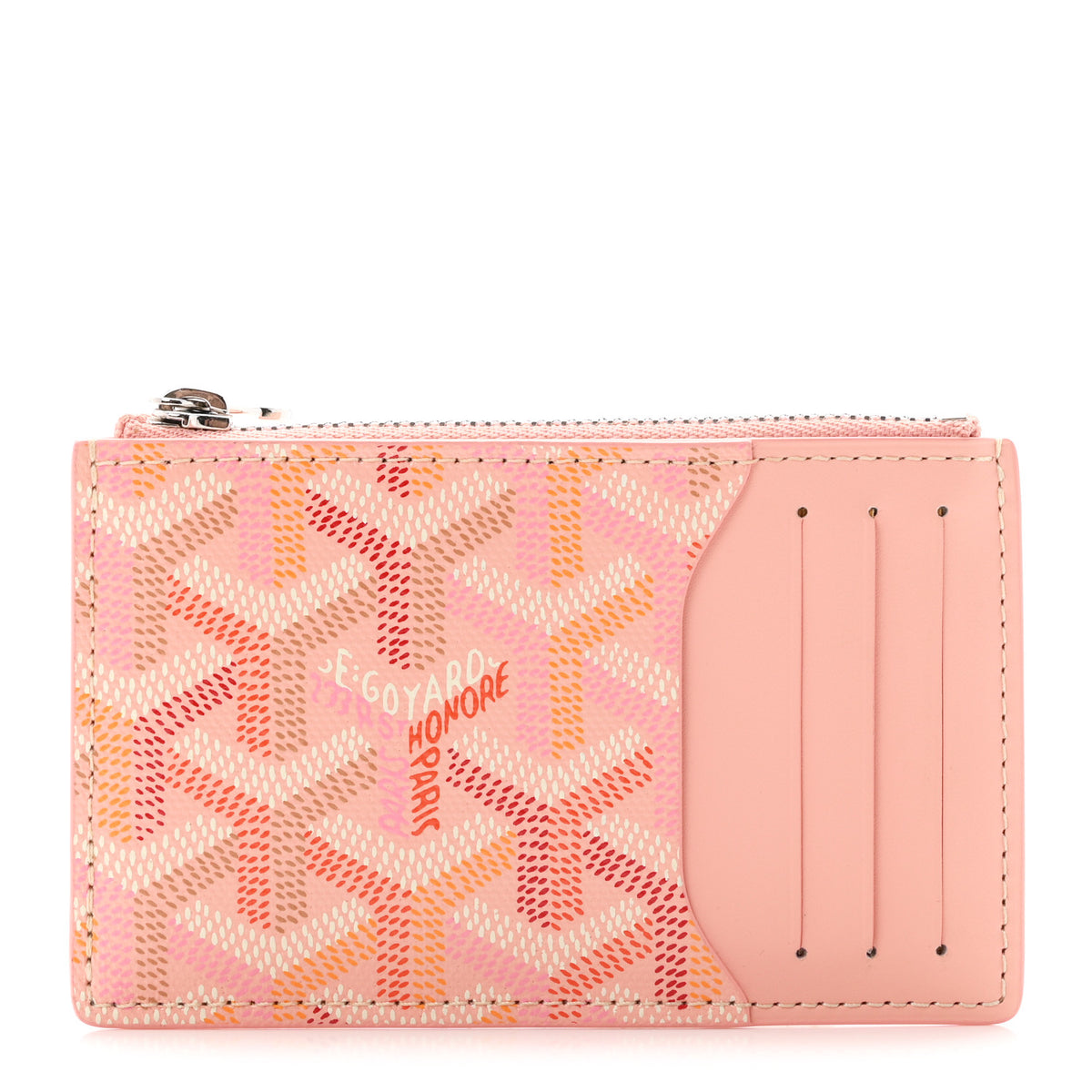Goyardine Bourbon Zipped Card Holder Powder Pink