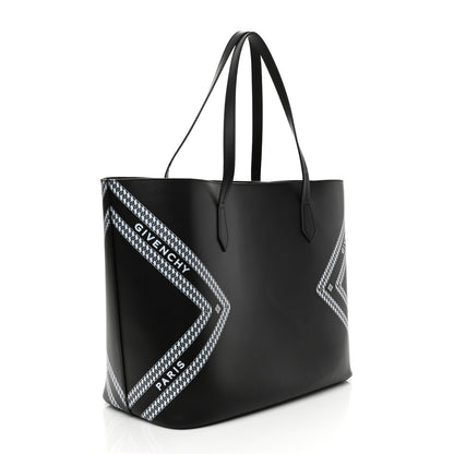 Givenchy Smooth Calfskin Logo Chain Wing Shopper Tote Black White 4 of 11