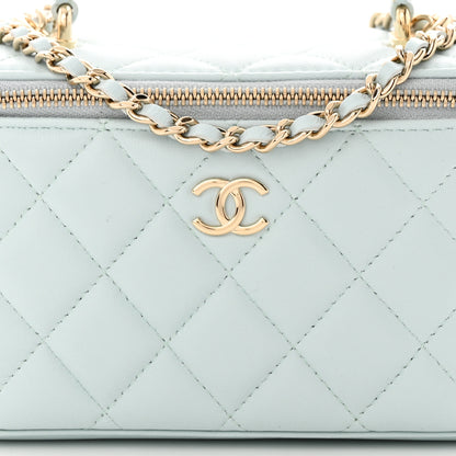 Chanel Lambskin Quilted Small Top Handle Vanity Case With Chain Light Blue 8 of 10