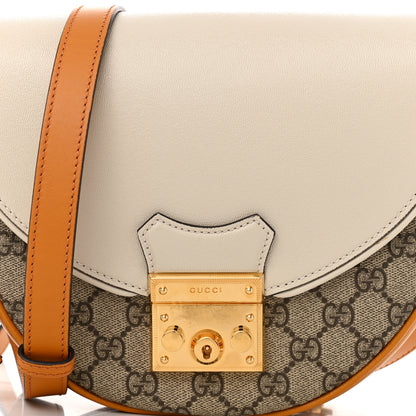Gucci GG Supreme Monogram Calfskin Small Padlock Messenger Shoulder Bag Beige Mystic White Sun Oil 8 of 10