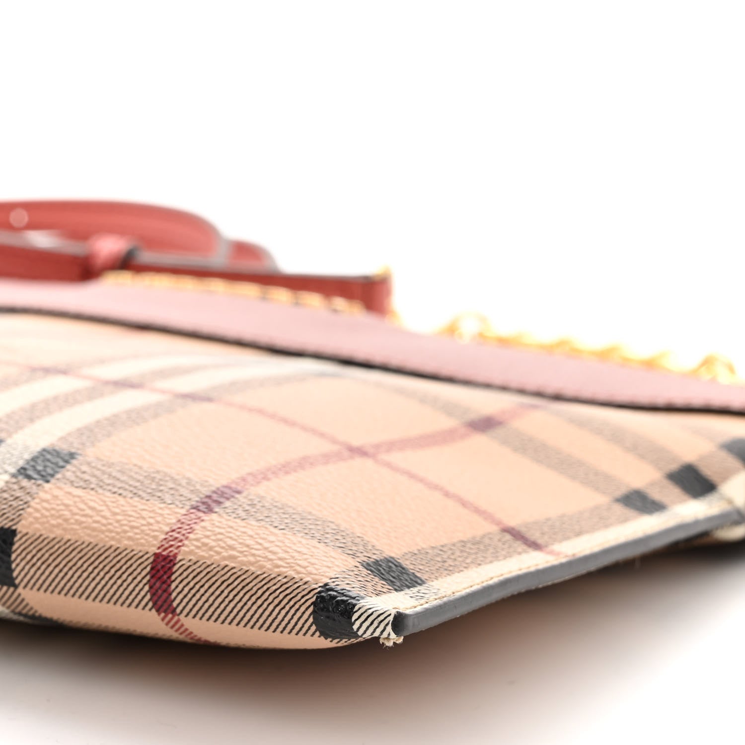 Burberry Haymarket Check Peyton Crossbody Clutch Bag Dusty Pink 11 of 11