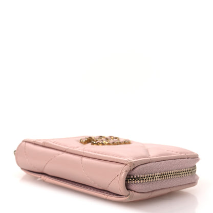 Chanel Lambskin Quilted Chanel 19 Vertical Zip Card Holder Wallet Light Pink 4 of 10