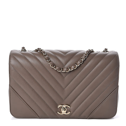 Chanel Calfskin Chevron Quilted Medium Statement Flap Khaki 1 of 11