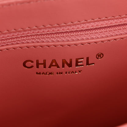 Chanel Shiny Aged Calfskin Quilted Nano Kelly Shopper Coral Pink 6 of 10