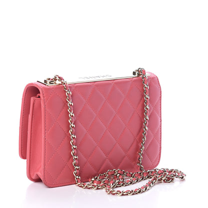 Chanel Lambskin Quilted Trendy CC Wallet On Chain WOC Bright Pink 2 of 10