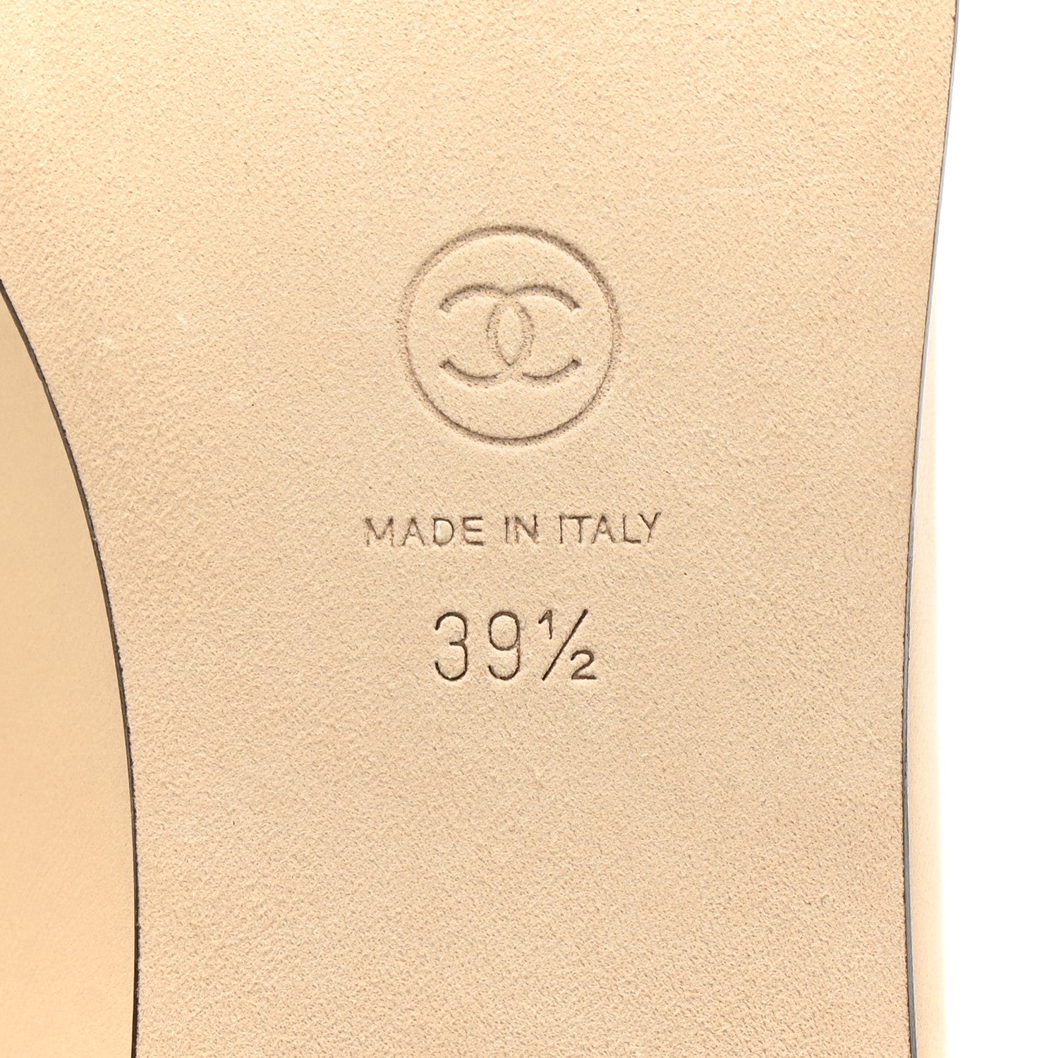 Chanel Lambskin Cap Toe CC Ballerina Flats 39.5 Beige Black 7 of 9