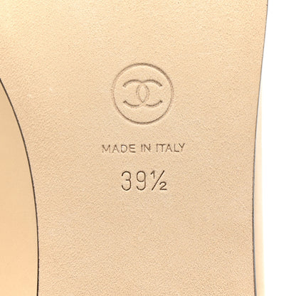Chanel Lambskin Cap Toe CC Ballerina Flats 39.5 Beige Black 7 of 9