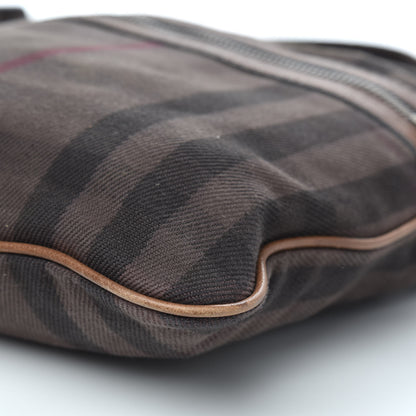 Burberry Overdyed Canvas House Check Flat Crossbody Messenger Bag Dark Brown 9 of 11