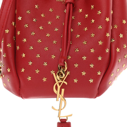 Saint Laurent Calfskin Star Studded Small Monogram Bucket Bag Red 8 of 10