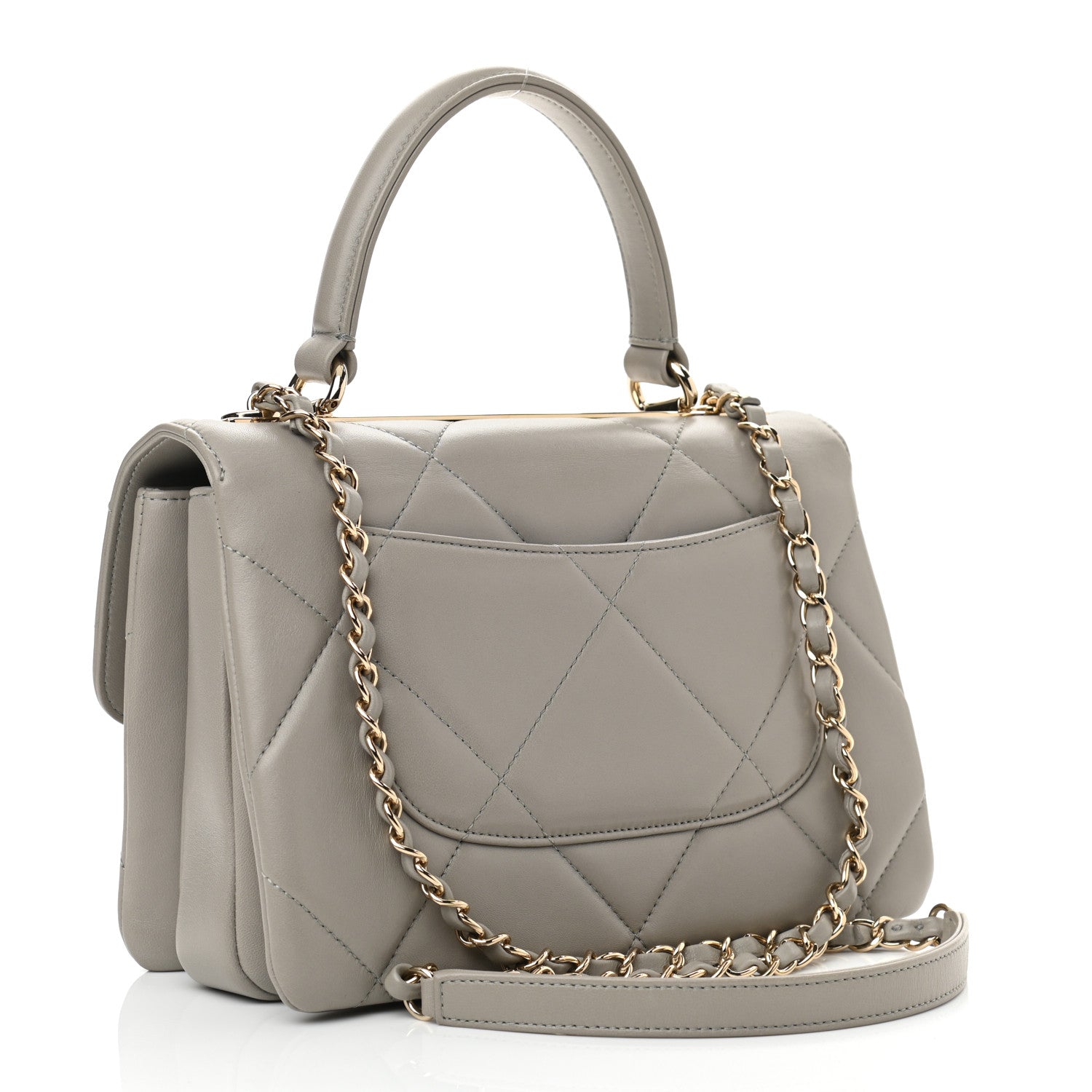 Chanel Lambskin Quilted Small Trendy CC Top Handle Flap Grey 3 of 10
