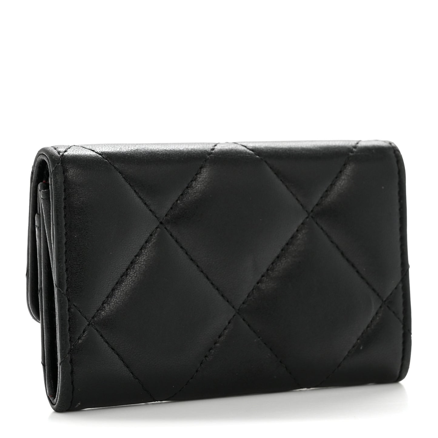 Lambskin Quilted Chanel 19 Flap Card Holder Black