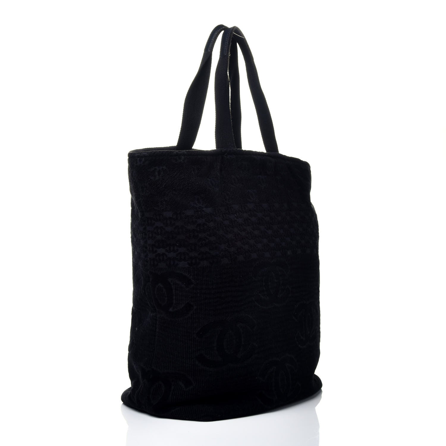 Chanel Terry Cotton CC Tote Black 3 of 9
